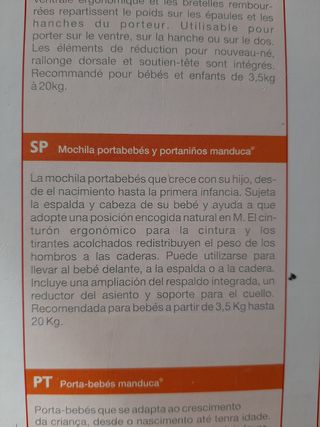 Mochila porta bebés Manduca