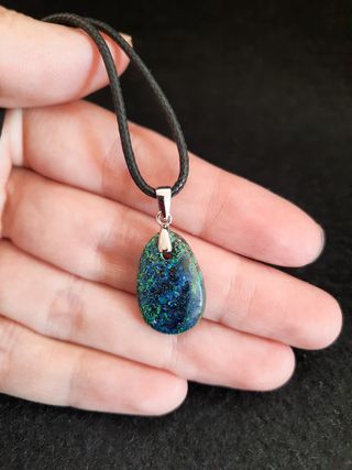 Colgante de Azurita y Malaquita con Plata de Ley.