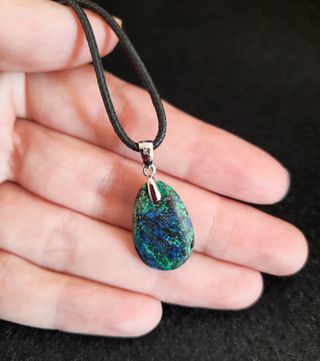 Colgante de Azurita y Malaquita con Plata de Ley.