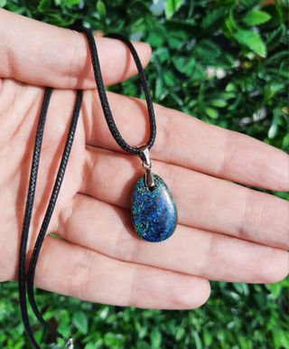 Colgante de Azurita y Malaquita con Plata de Ley.