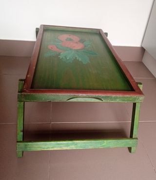 Antigua Bandeja/Mesita para Cama, Madera, Plegable