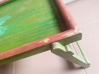 Antigua Bandeja/Mesita para Cama, Madera, Plegable