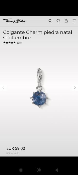 Thomas Sabo Colgante Charm piedra natal septiembre
