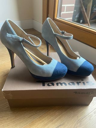 Zapatos tacón dos azules Tamaris