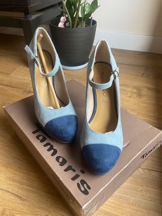 Zapatos tacón dos azules Tamaris