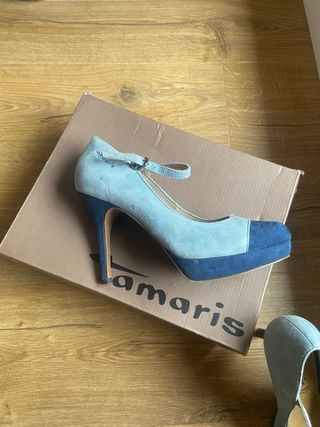 Zapatos tacón dos azules Tamaris