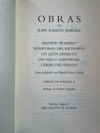 Juan Ramón Jiménez, "Libros de Madrid"