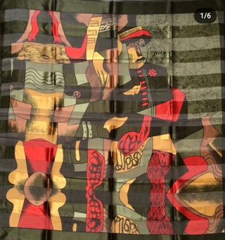 pañuelo de franjas de brillo con cuadro de Picasso