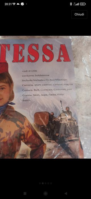 costume carnevale Soldatessa 7/9 anni