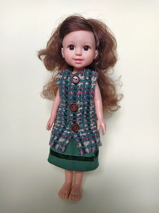 Vestido, chaleco para muñeca
