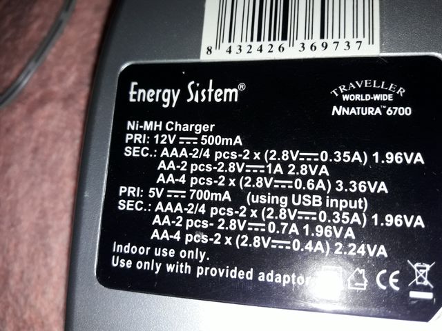 Cargador pilas Energy Sistem Nnatura 6700