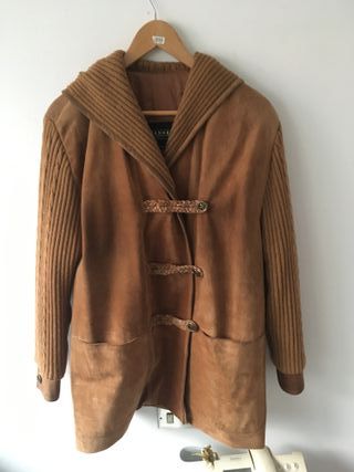 Chaquetón de piel vintage marrón oversize