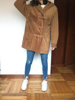 Chaquetón de piel vintage marrón oversize