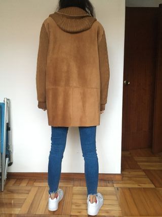 Chaquetón de piel vintage marrón oversize