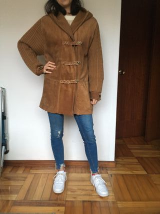 Chaquetón de piel vintage marrón oversize