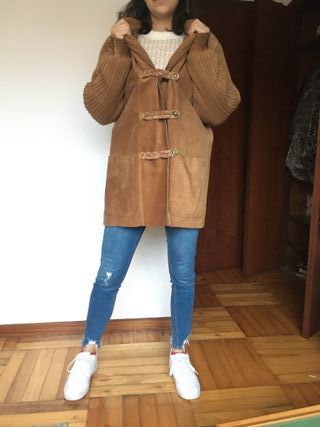 Chaquetón de piel vintage marrón oversize