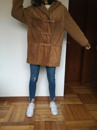 Chaquetón de piel vintage marrón oversize