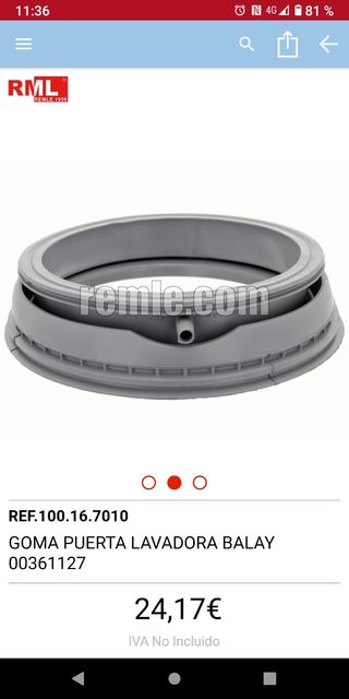 Goma escotilla lavadora balay