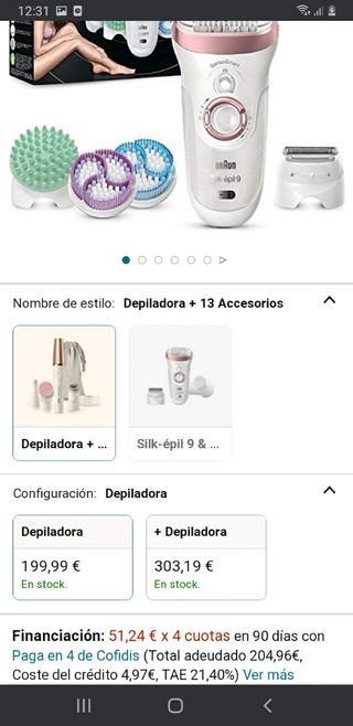 depiladora silk épic 9 BRAUN.