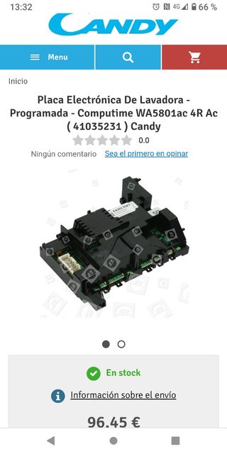 Electrónica lavadora Candy