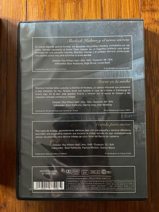 Sherlock Holmes, Basil Rathbone. Dvd 3 peliculas