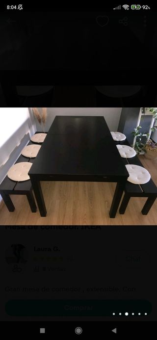 Mesa extensible comedor+ bancos