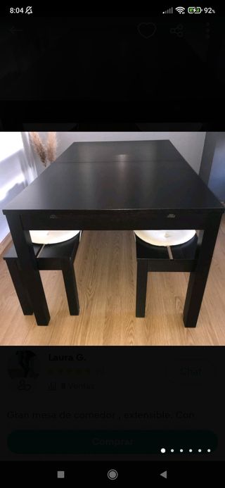 Mesa extensible comedor+ bancos