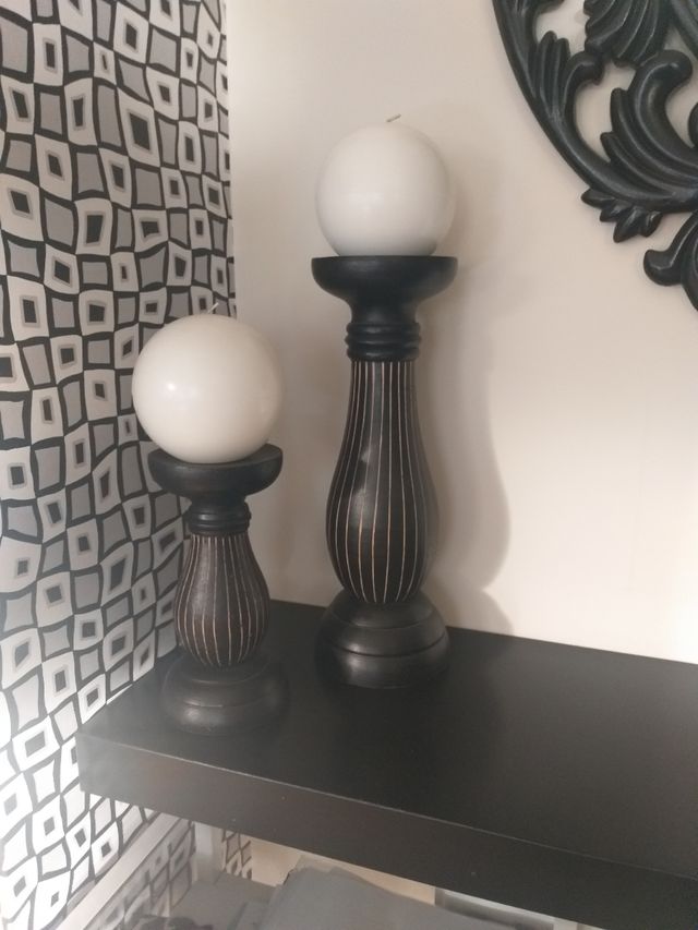Portavelas - candelabros madera.
