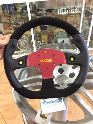 🔴Sparco Volante Deportivo Piel Vuelta/Cuero 330mm