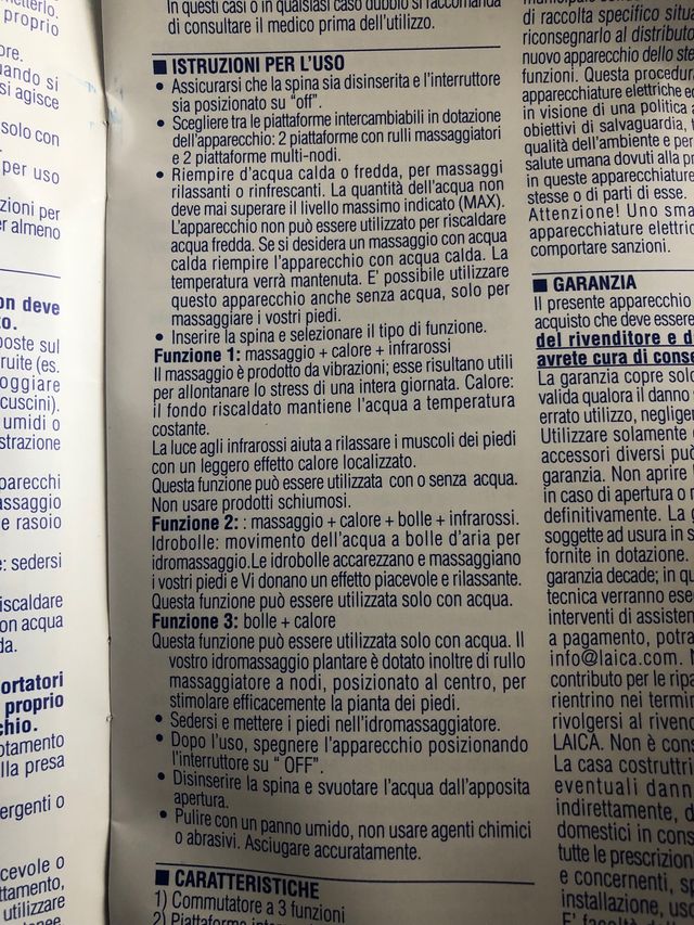 Idromassaggio plantare