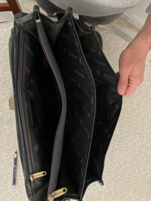 Maletin de piel negro Hexagona