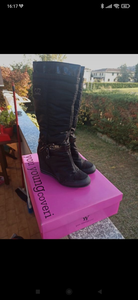 stivali neri con zeppa 38 Coveri