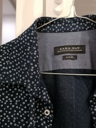 Camicia Zara Man Slim Fit Tg M con fantasia - Blu