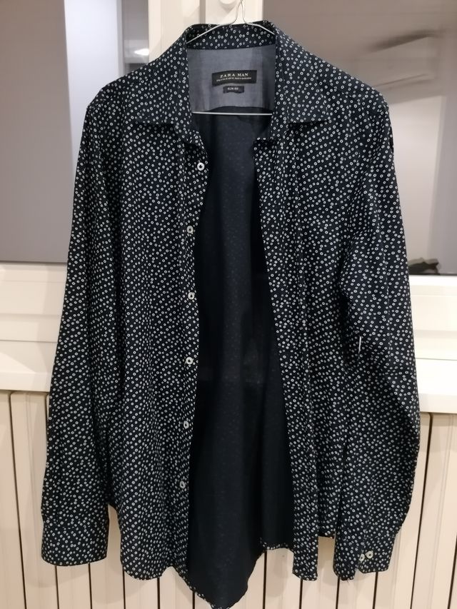 Camicia Zara Man Slim Fit Tg M con fantasia - Blu