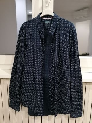 Camicia Zara Man Slim Fit Tg L con fantasia - Blu