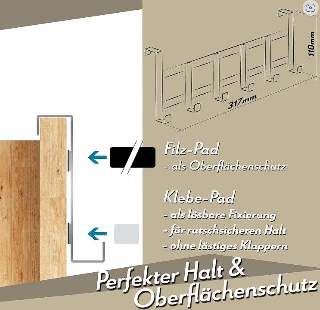 Perchero para puerta con 6 ganchos (nuevo)