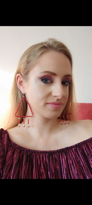 Pendientes largos cristal austriaco y acero inoxid