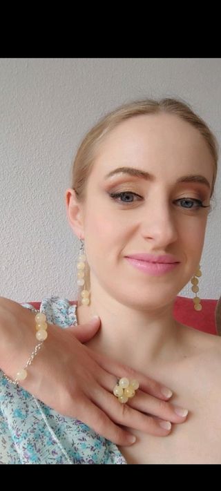 Pendientes largos tres minerales y acero inoxidabl