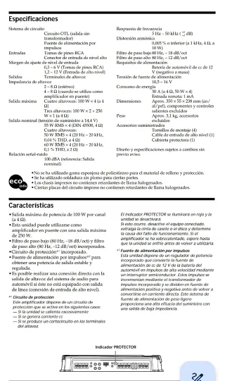 Amplificador tapa de potencia Sony Xplod