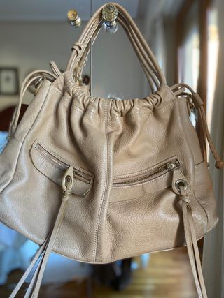 Bolso Beige de piel auténtica 