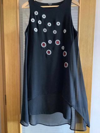 Remate!Vestido Desigual t-42 (M-L) negro sin manga