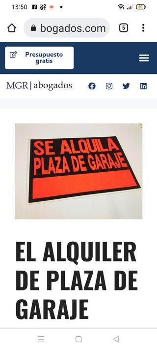 Garaje en alquiler