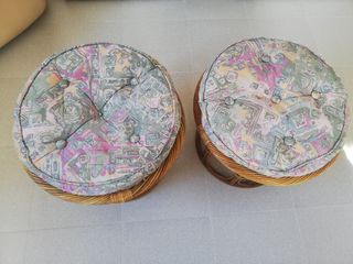 Conjunto de taburetes mimbre