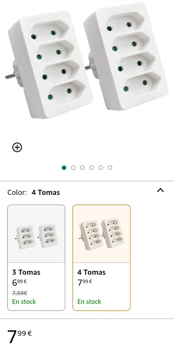 Enchufe / adaptador / ladrón de 3 o 4 tomas.