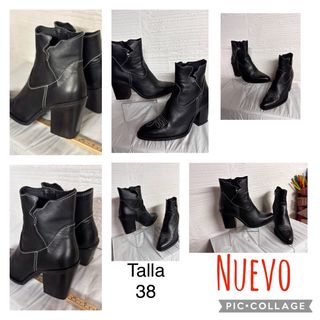 BOTÍN CAMPERO PIEL NEGRA TATER'S talla 38 NUEVO