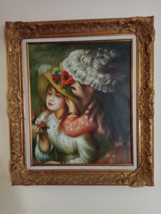 cuadro pintura olio sobre lienzo marco pan de oro