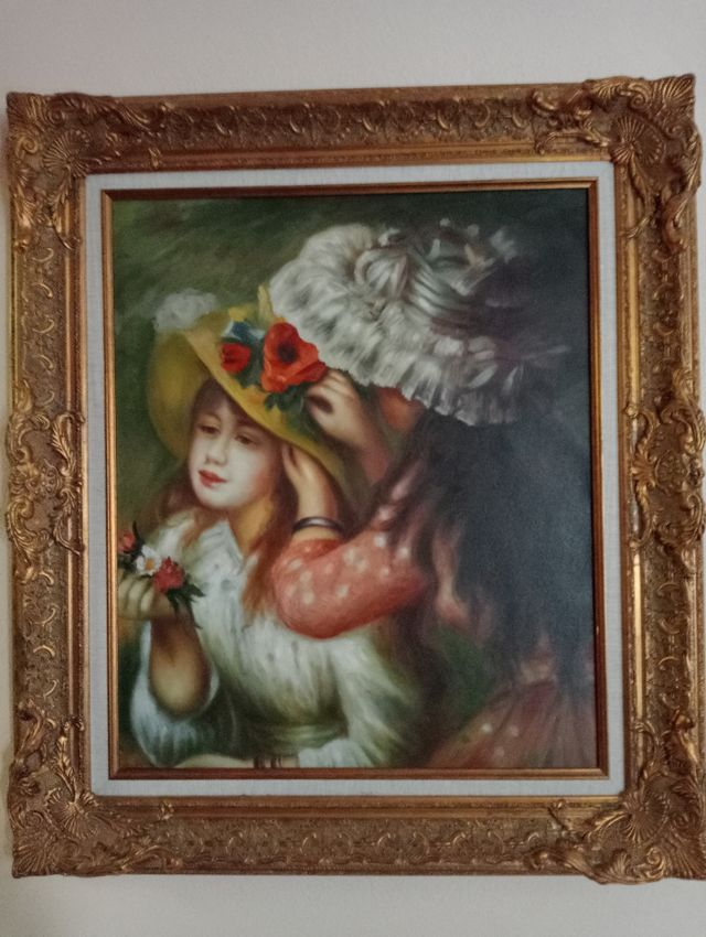 cuadro pintura olio sobre lienzo marco pan de oro