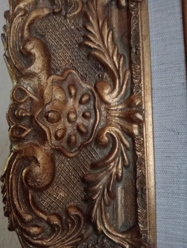 cuadro pintura olio sobre lienzo marco pan de oro