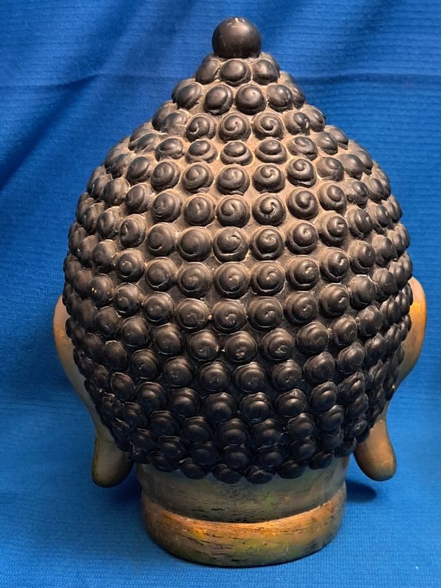 CABEZA DE BUDA CERÁMICA EN PAN DE ORO, 25 CM ALTO
