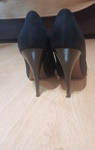 Zapatos Peep Toe Negros Plataforma T. 37